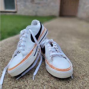 Nike Court Legacy White Black Dessert Ocre Size 8 Women’s